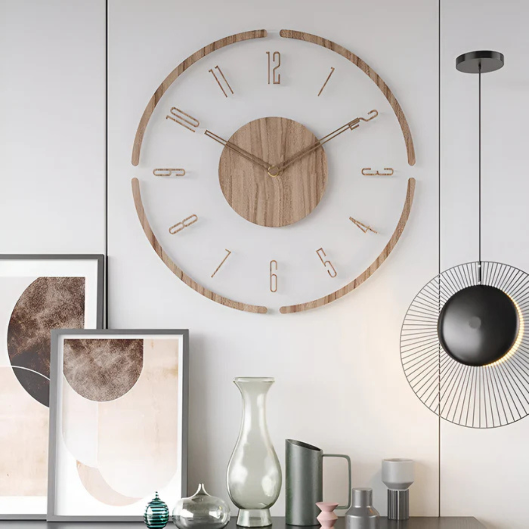 Wall Clock : Horloge Murale Moderne 30cm – Acrylique & Bois, Mécanisme Silencieux dans C de Marche Lino