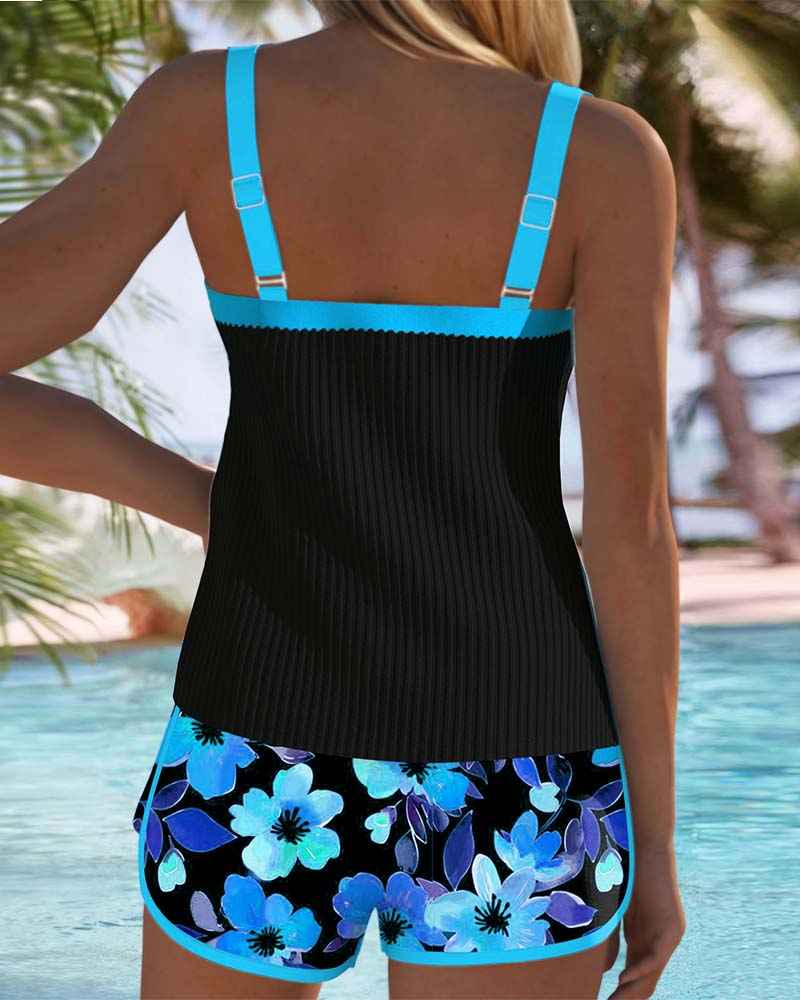 Haut de maillot de bain Maren à imprimé floral avec bas boxer assorti