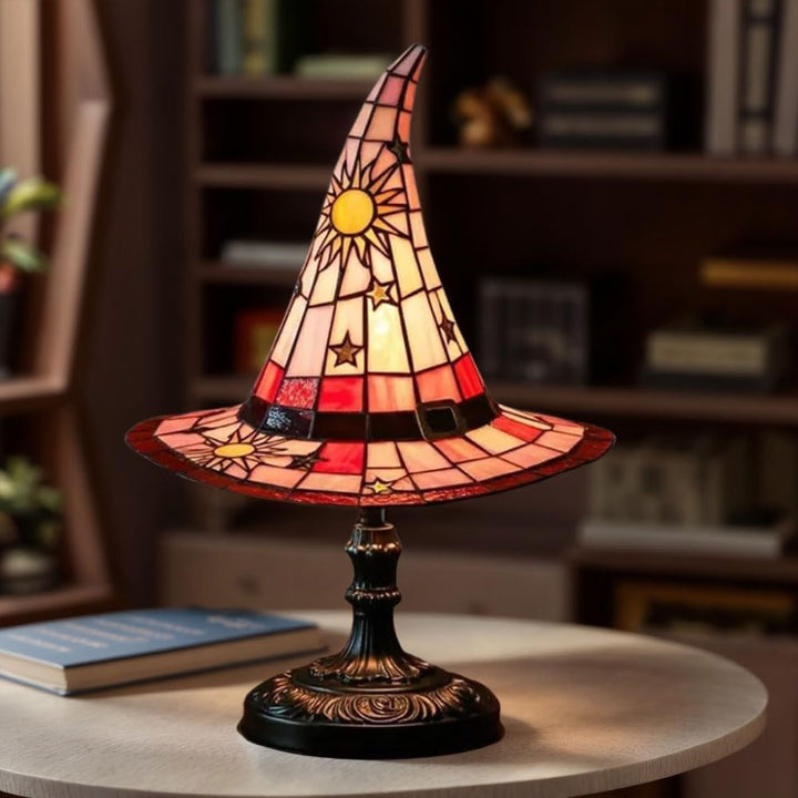 Lampe Chapeau de Sorcière en Verre Teinté - Lumière Chaude Artisanale