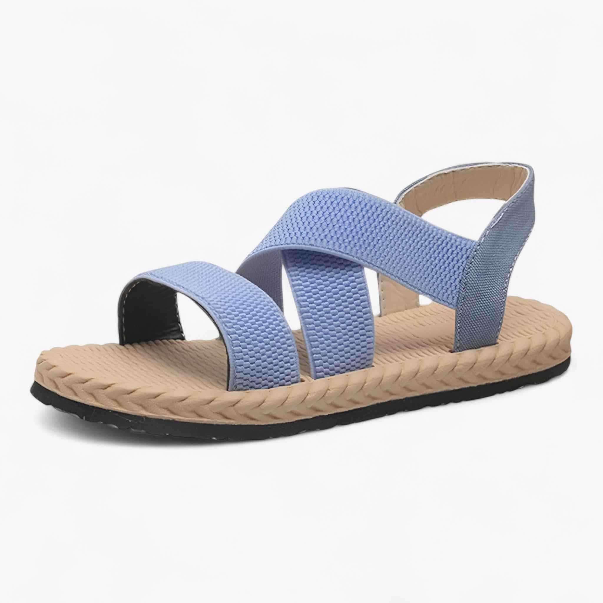 Sandals : Sandales plates femme confortables en cuir noir - Idéales été dans Bleu de Marche Lino