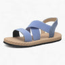 women's sandals : Sandales plates femme confortables en cuir noir - Idéales été dans Bleu de Marche Lino