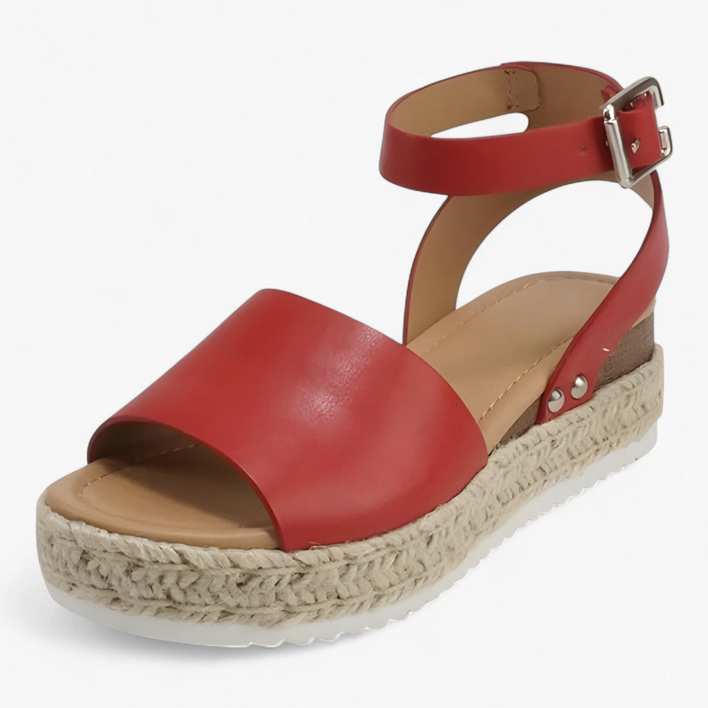 Sandales Espadrilles Femme Polyvalentes en Toile Beige à Talon Compensé Confortable