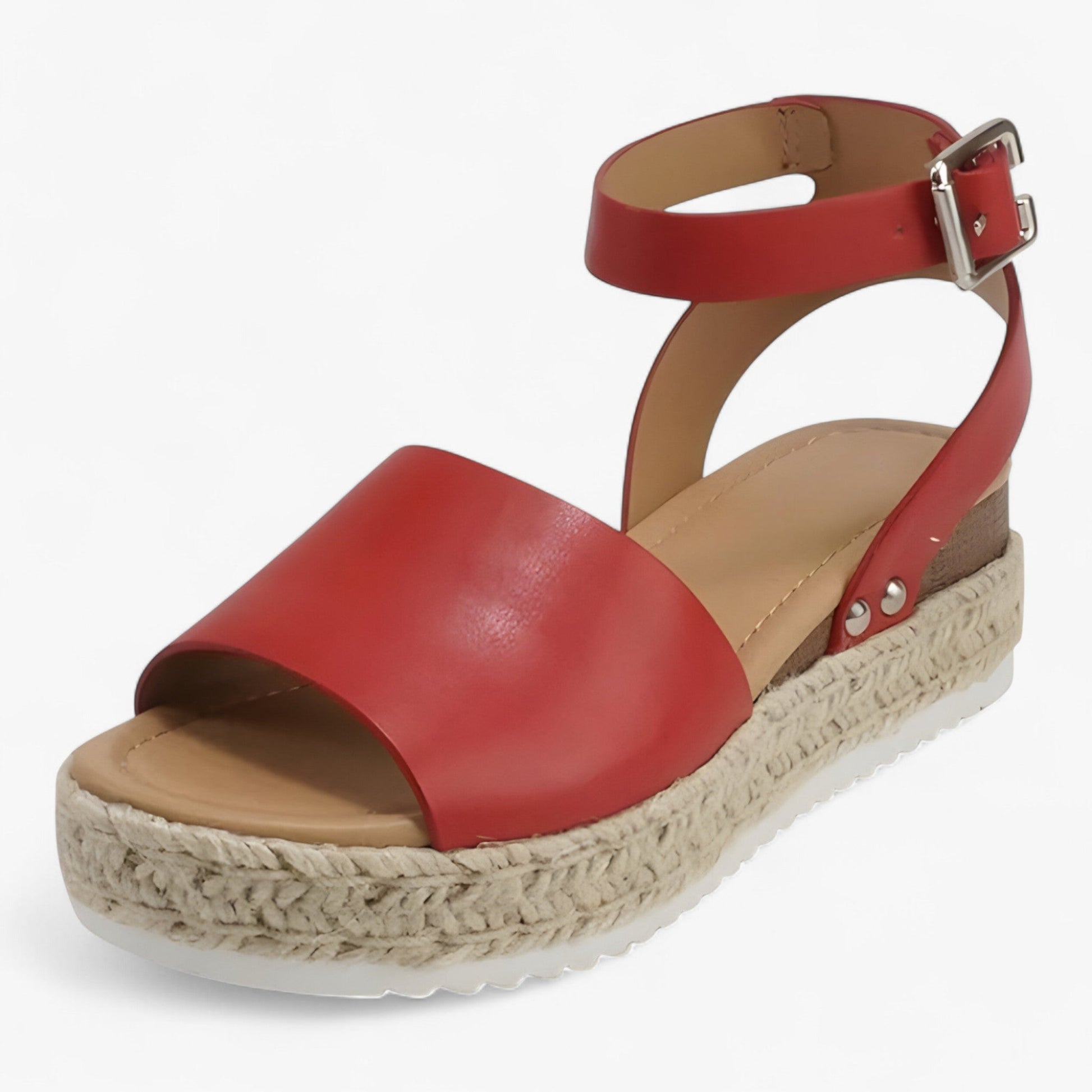 Sandales Espadrilles Femme Polyvalentes en Toile Beige à Talon Compensé Confortable