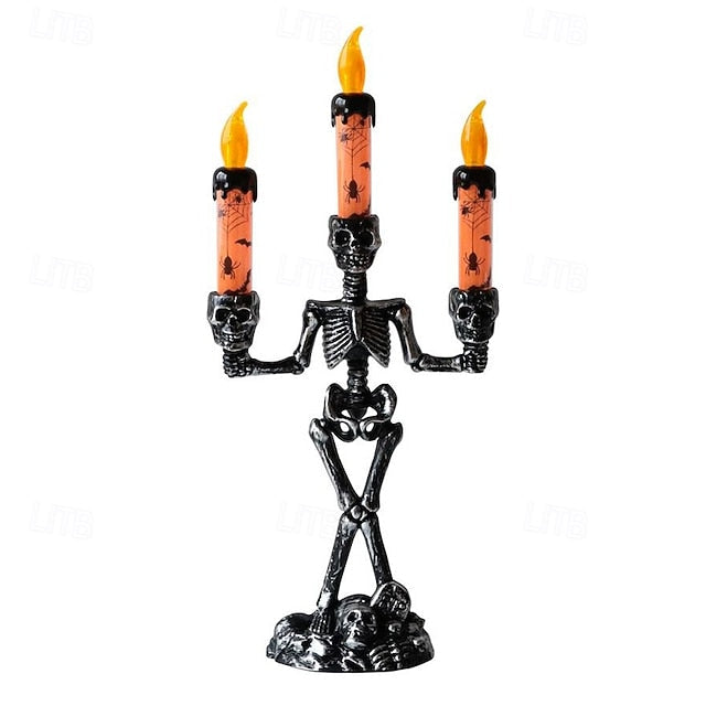 Chandelier Squelette Porte-Bougie LED - Lumière de Table Effrayante