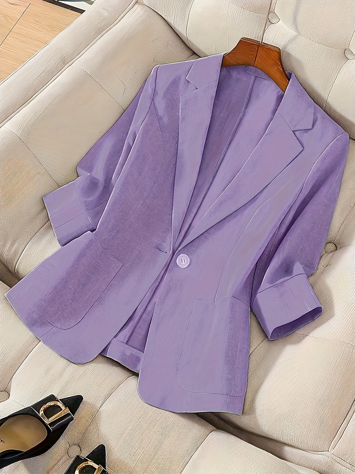 Jackets : Blazer Léger Femme à Boutonnage Simple dans Violet de Roselva
