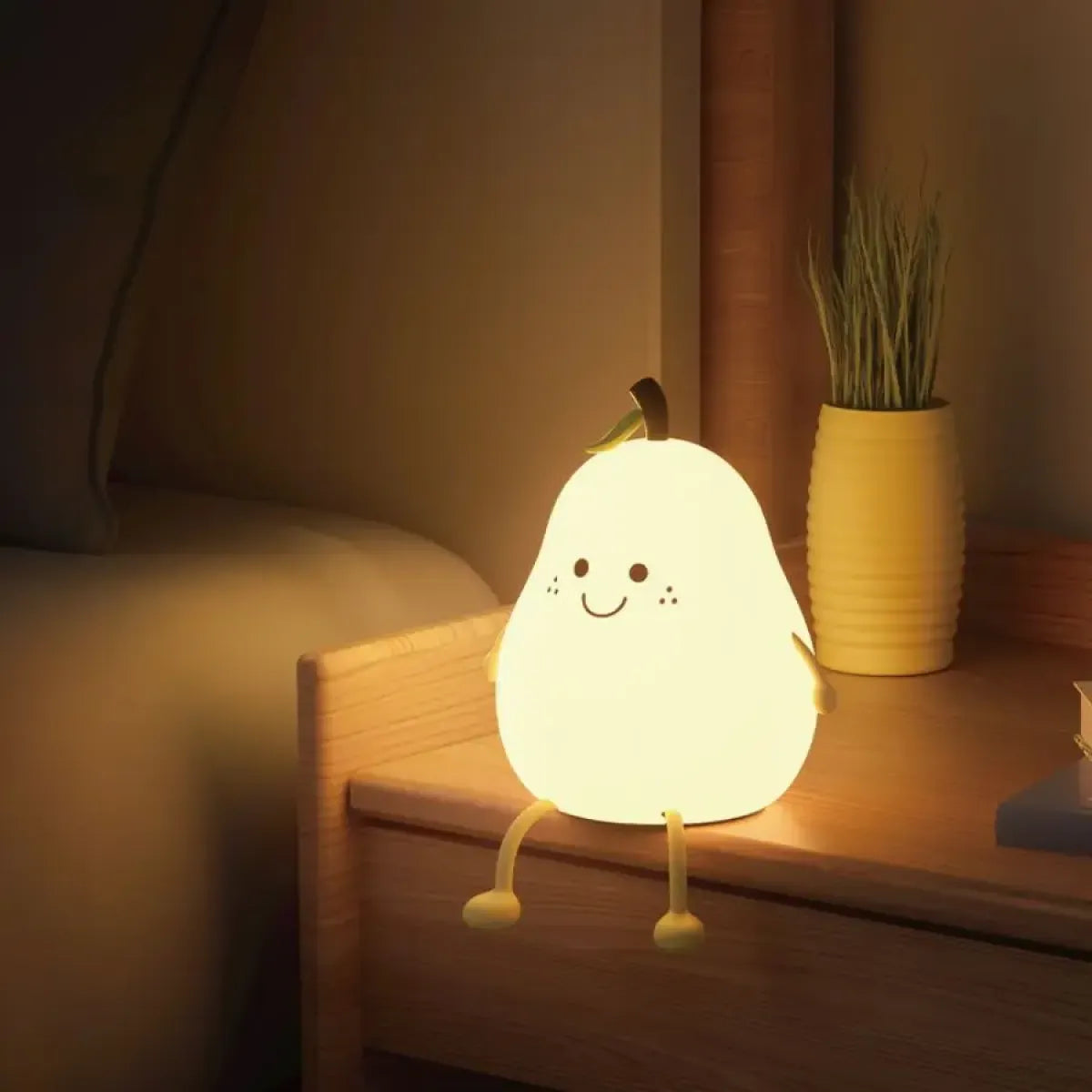 Silicone Night Light : Veilleuse Poire en Silicone – Lampe de Chevet Tactile Dimmable dans de Marche Lino