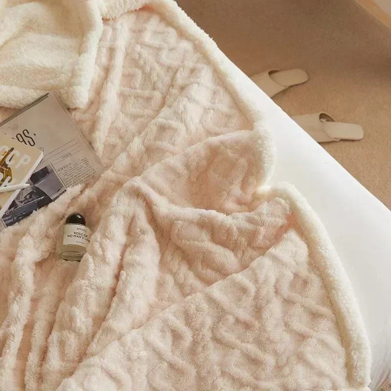 : Couverture d'Hiver Laine d'Agneau dans Crème de Marche Lino