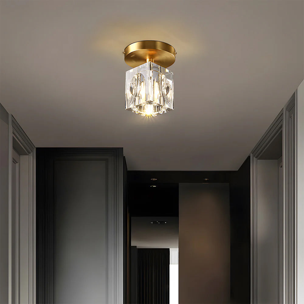 Plafonnier Cristal Géométrique - Finition Moderne Noire ou Dorée
