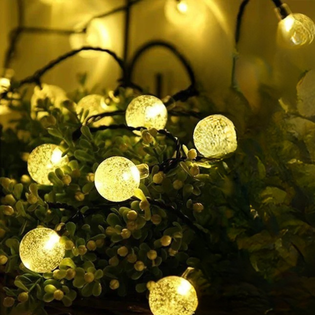 Guirlande Lumineuse Boules de Cristal Solaires – Décoration de Jardin Festive Extérieure