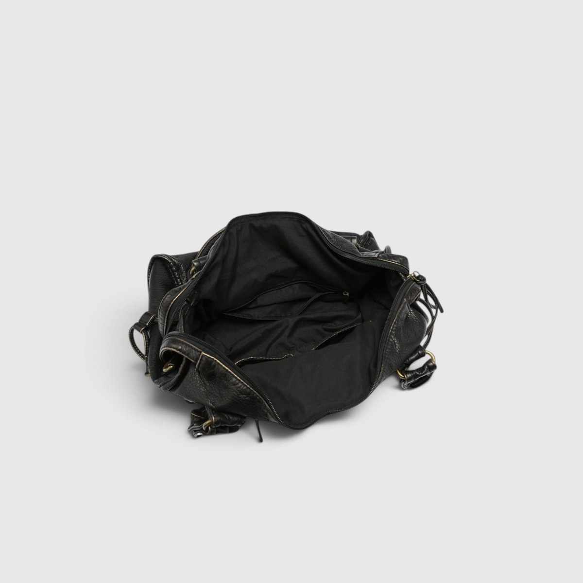 Shoulder Bag : Sac à Épaule Noir Femme – Sac à Main Tendance en Simili Cuir avec Poches Zippées dans de Marche Lino