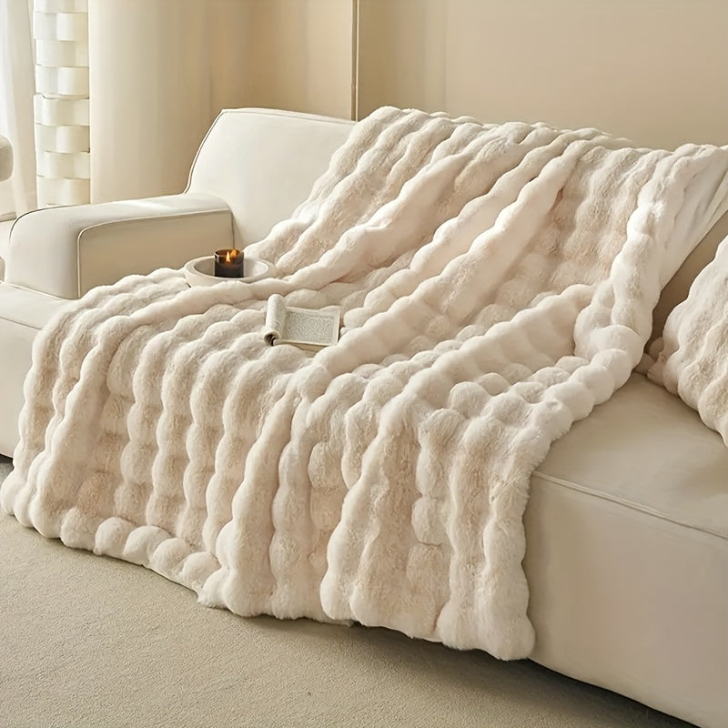 : Plaid Polaire Texture Bulle dans de Marche Lino