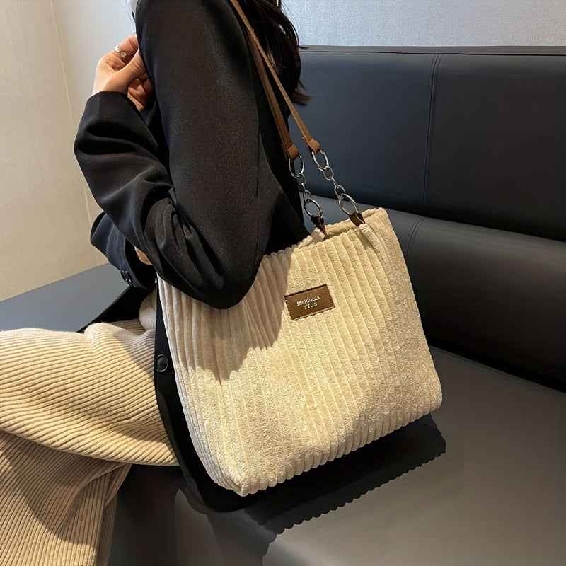 Handbag : S.F.Y. Sac à bandoulière en velours côtelé avec chaîne Femme dans de Marche Lino