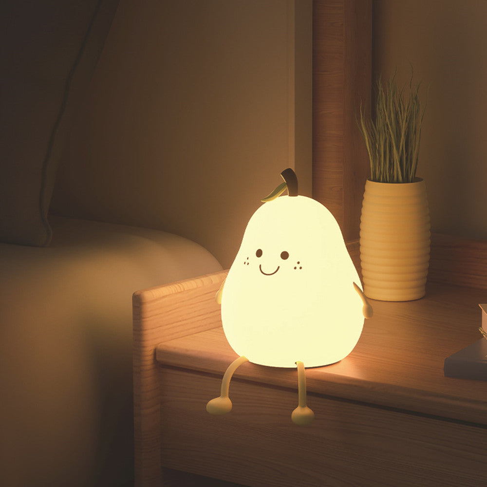 Silicone Night Light : Veilleuse Poire en Silicone – Lampe de Chevet Tactile Dimmable dans de Marche Lino