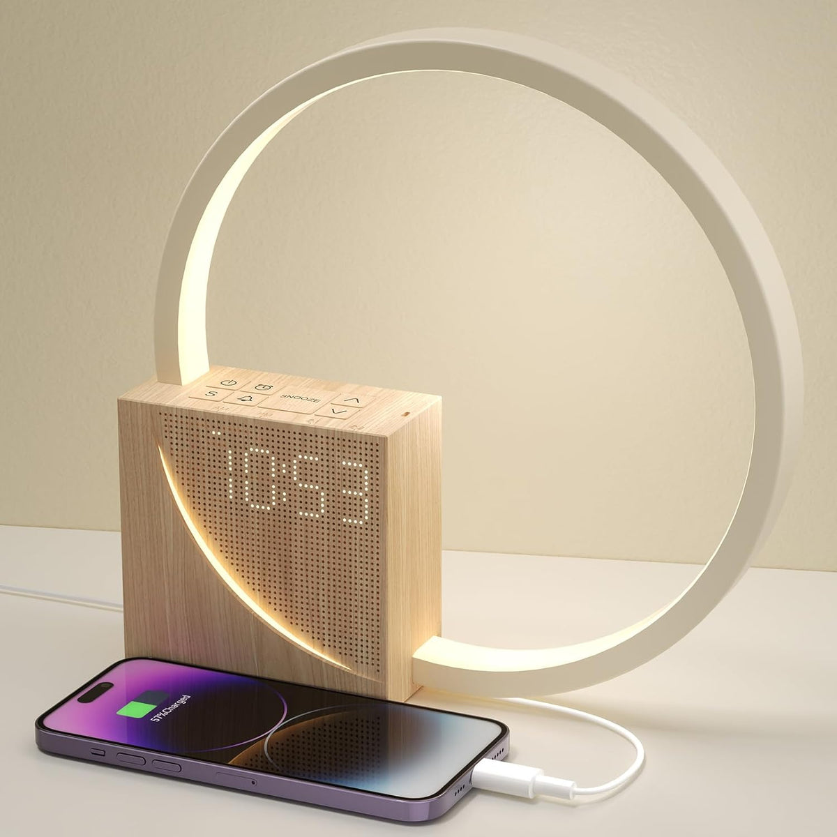 Sunrise Alarm Clock : Réveil Lumière du Lever du Soleil – Simulateur d'Aube avec Chargeur sans Fil dans de Marche Lino