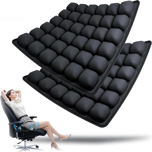Meubelen > Stoelaccessoires : Coussin de Siège Gonflable - Coussin d'Air Ergonomique avec 36 Cellules d'Air dans Noir (2 pièces) de Roselva