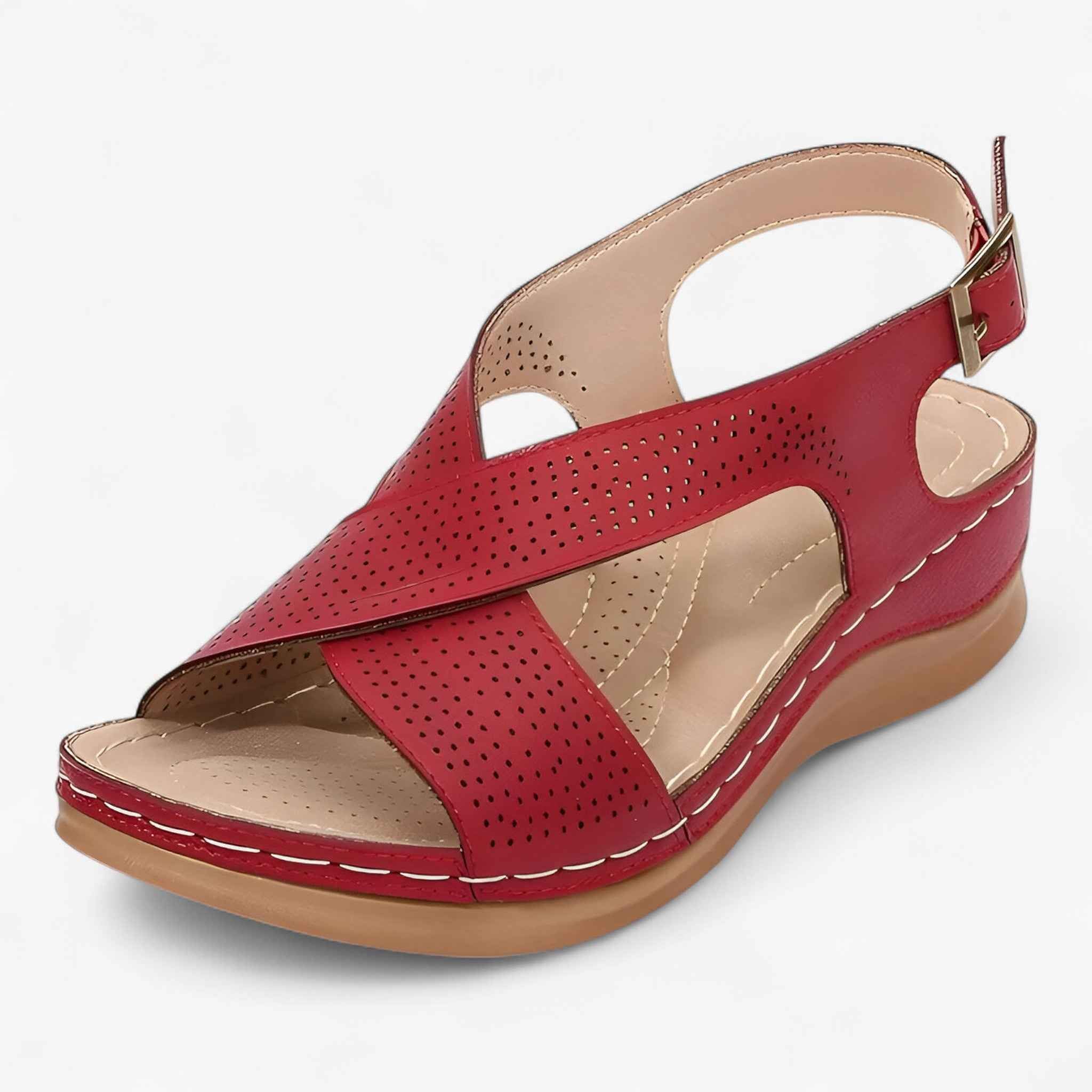 Sandals : Sandales Rétro Bohèmes | Confort et Élégance au Quotidien dans Rouge de Concept Odense