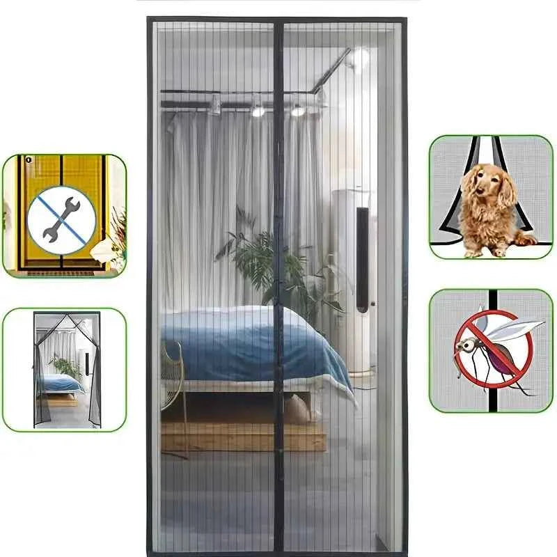 Magnetische Hordeur Zwart 120x210cm - Vliegengordijn voor Deur, Insectenwering