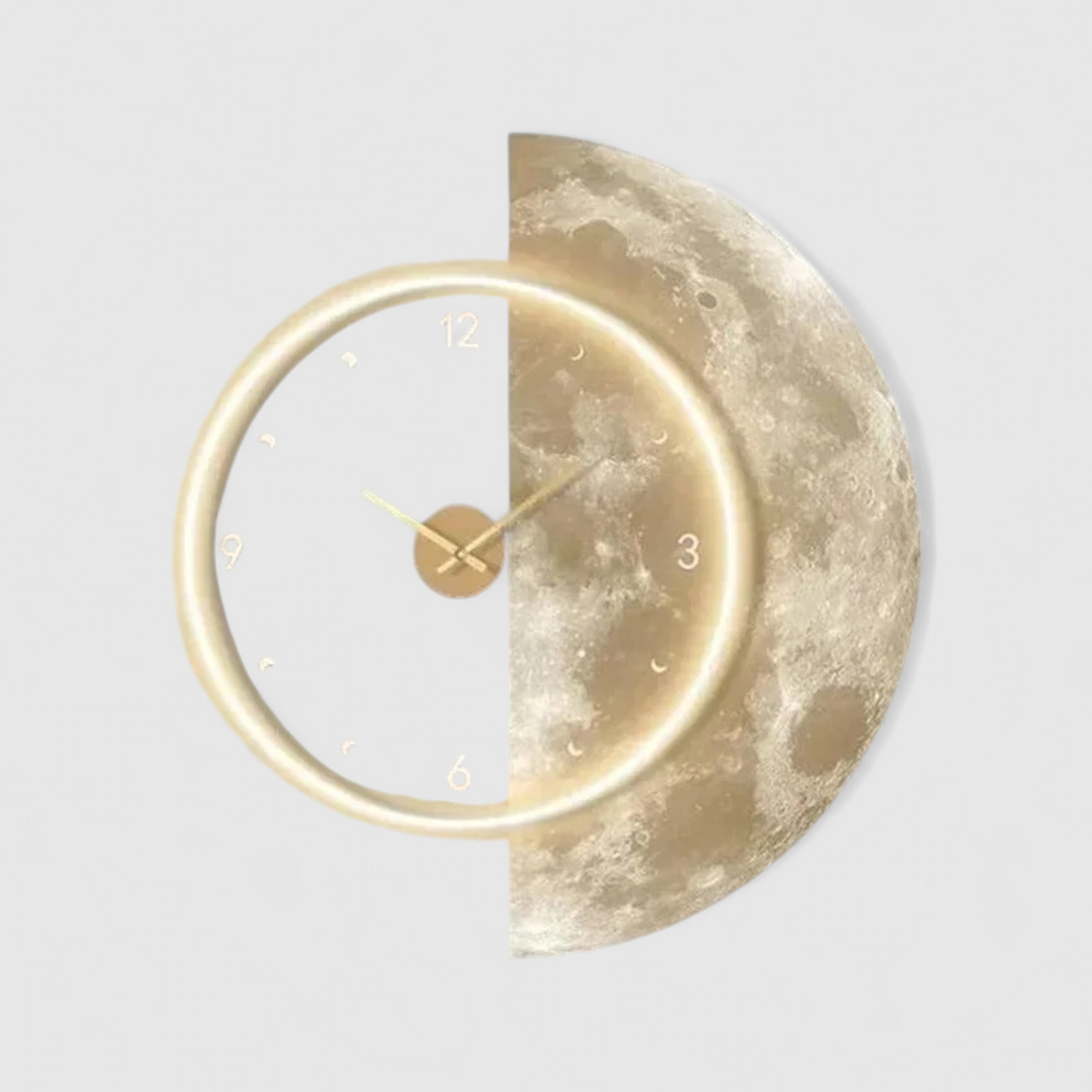 Wall Clocks : Horloge Murale Lune Lumineuse – Éclairage LED Doux et Design Céleste dans de Marche Lino