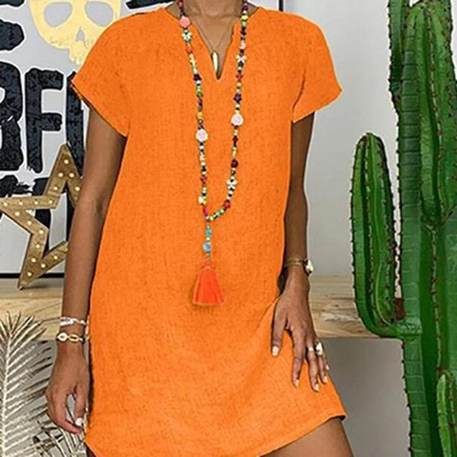 Livena | Robe en coton et lin pour femmes