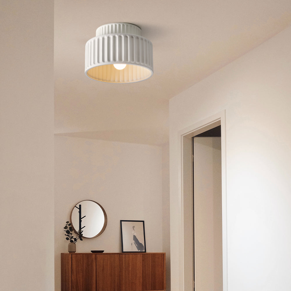 Deckenleuchte : Plafonnier Cannelé - Design Tambour à Deux Niveaux dans de Roselva