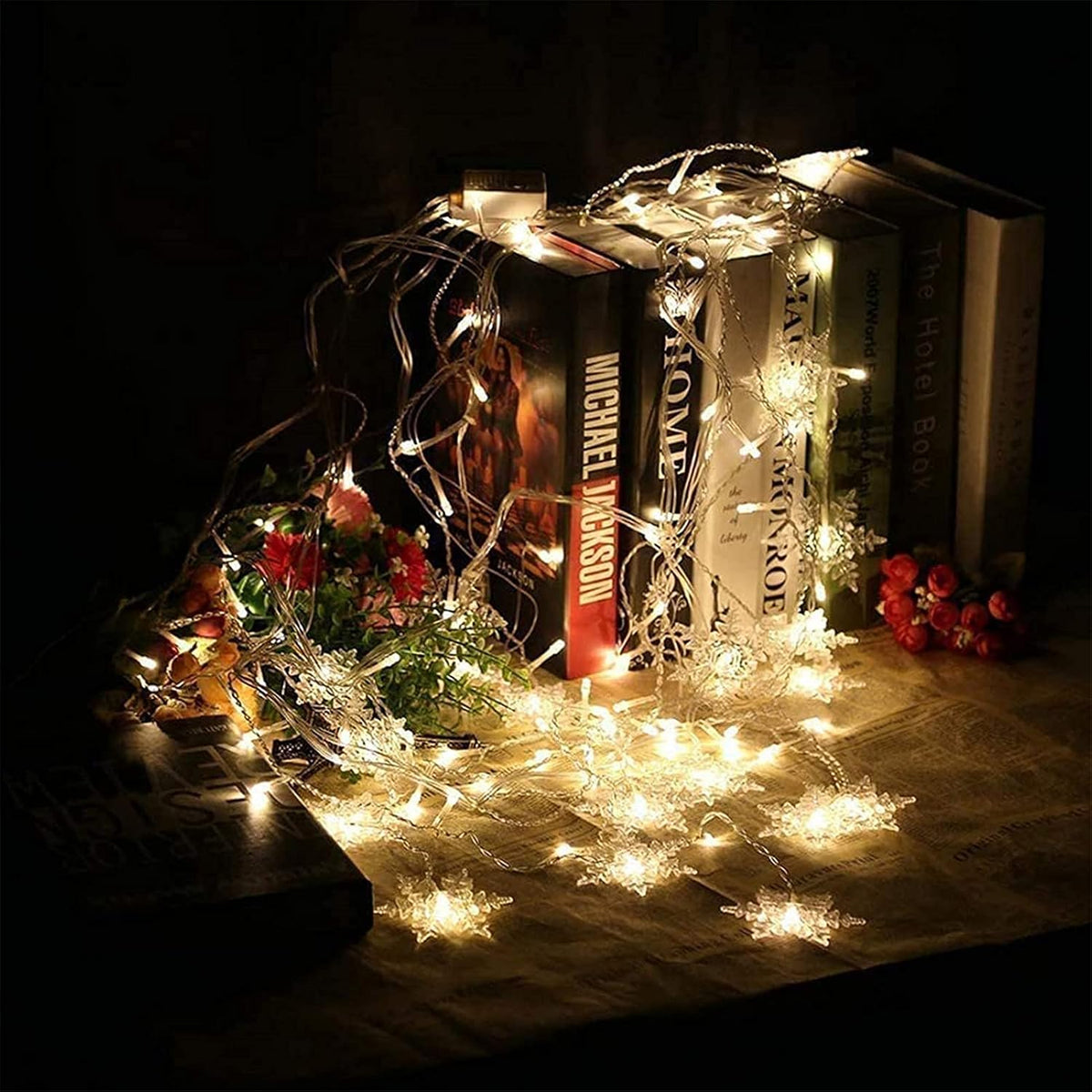 LED Curtain String Lights : Rideau Lumineux LED Flocons de Neige – Guirlande de Noël 8 Modes dans de Marche Lino