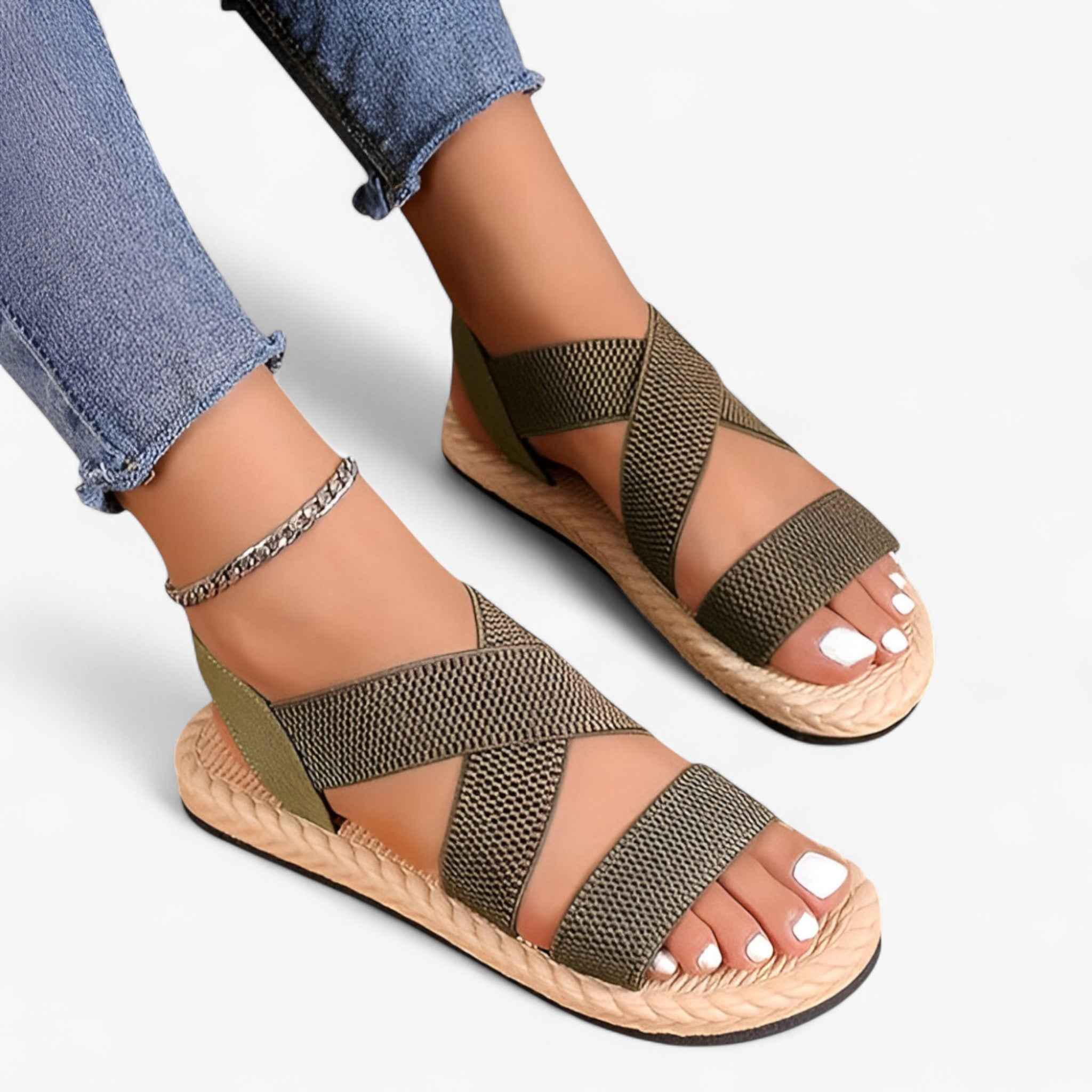Sandals : Sandales plates femme confortables en cuir noir - Idéales été dans de Marche Lino