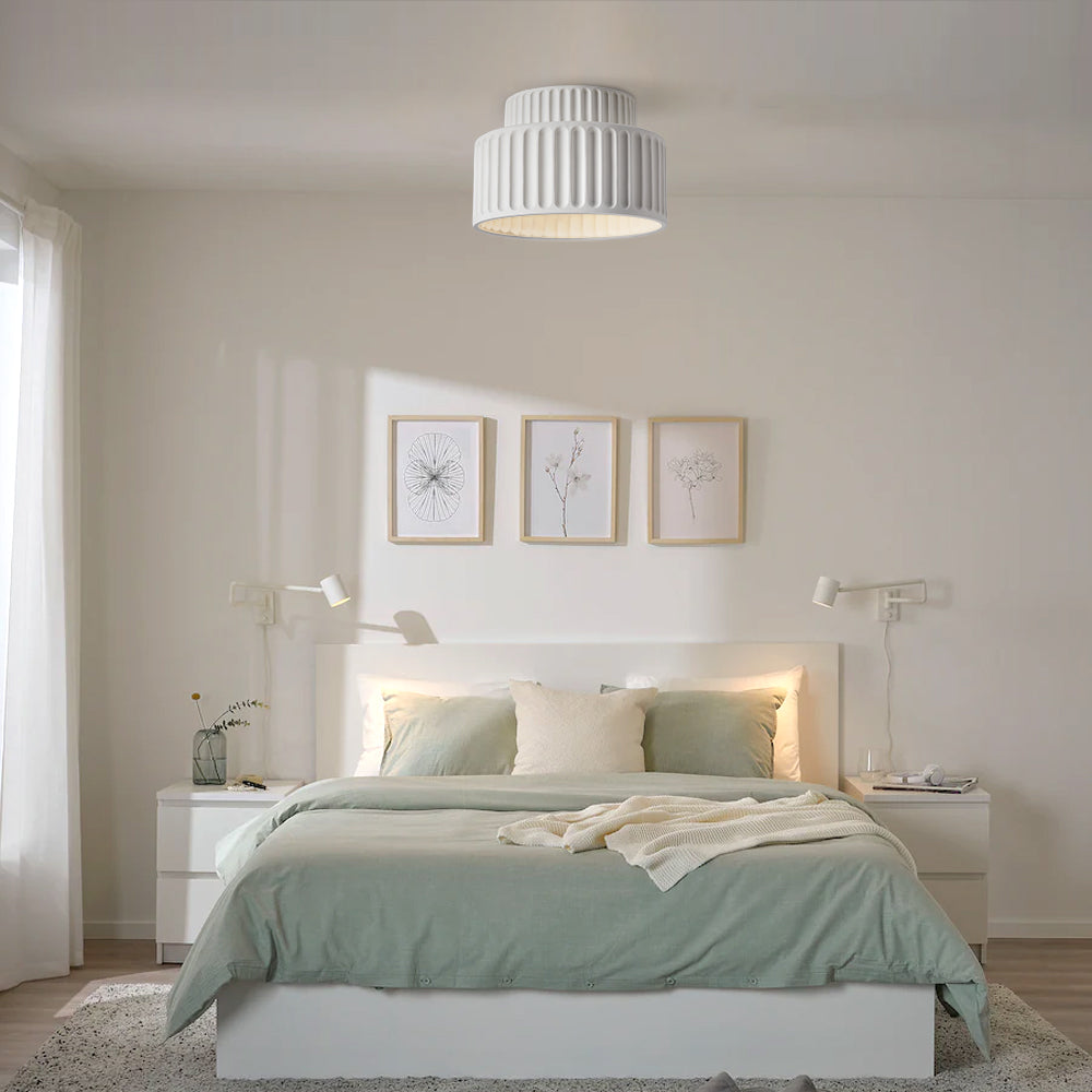 Deckenleuchte : Plafonnier Cannelé - Design Tambour à Deux Niveaux dans de Roselva