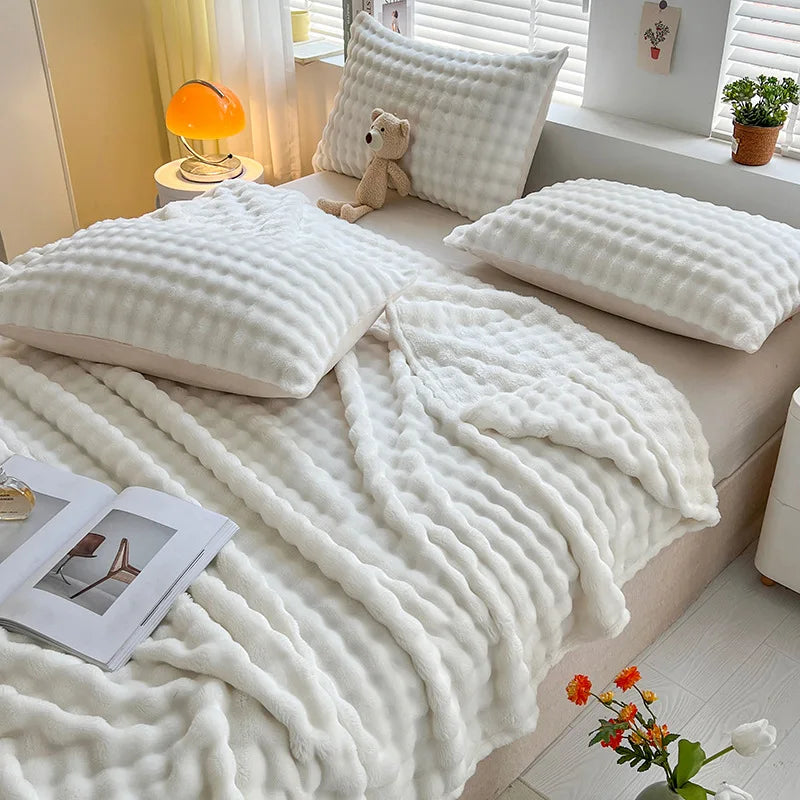 Huis en tuin > Linnengoed > Beddengoed > Dekens : Plaid Polaire Corail Texturé pour Canapé et Lit dans de Roselva