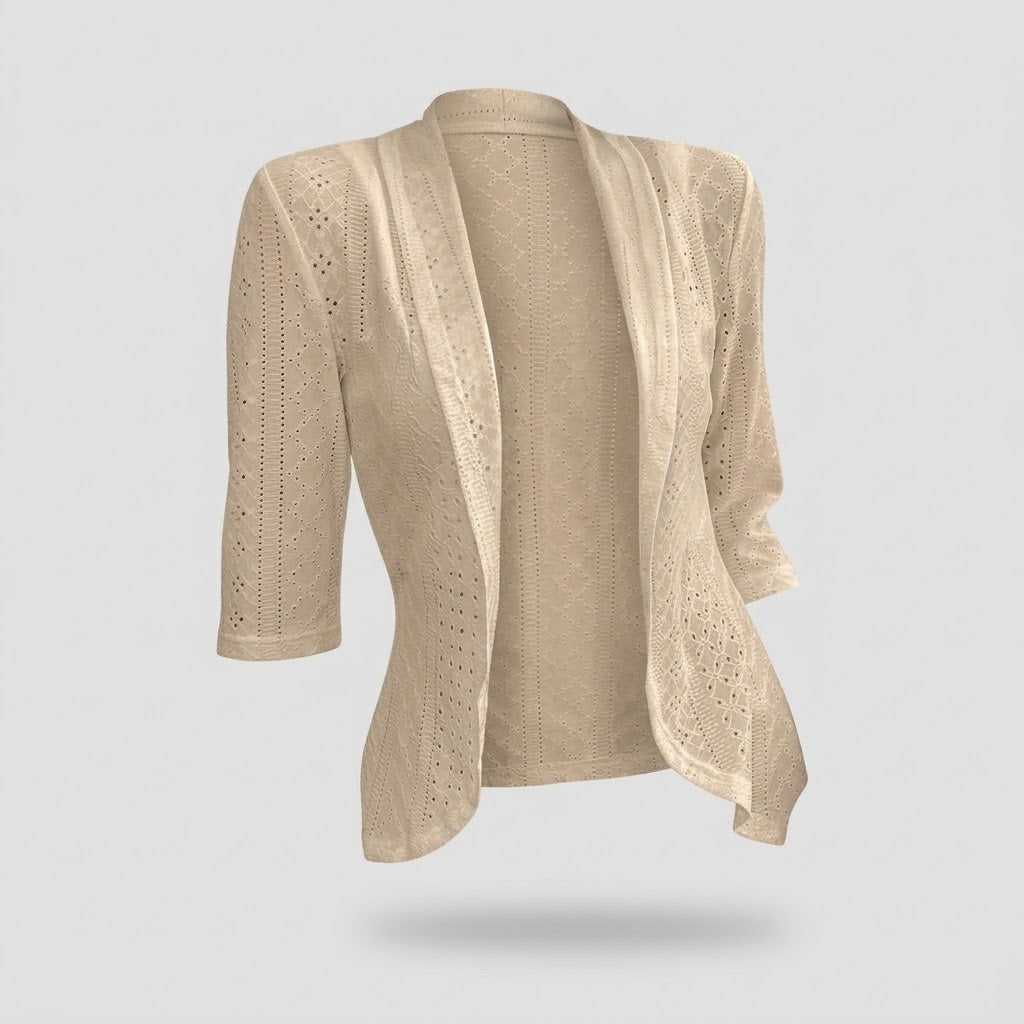 Jackets : Veste Ouverte Femme - Pièce Légère à Superposer dans Beige de Roselva