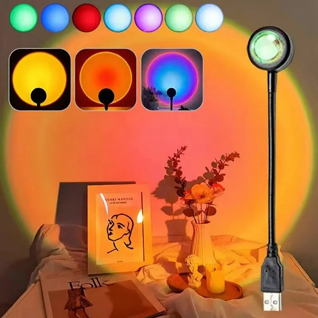 Projection Ambient Lamp : Lampe de Projection Coucher de Soleil – Lumière d'Ambiance Prisme Arc-en-Ciel dans de Marche Lino