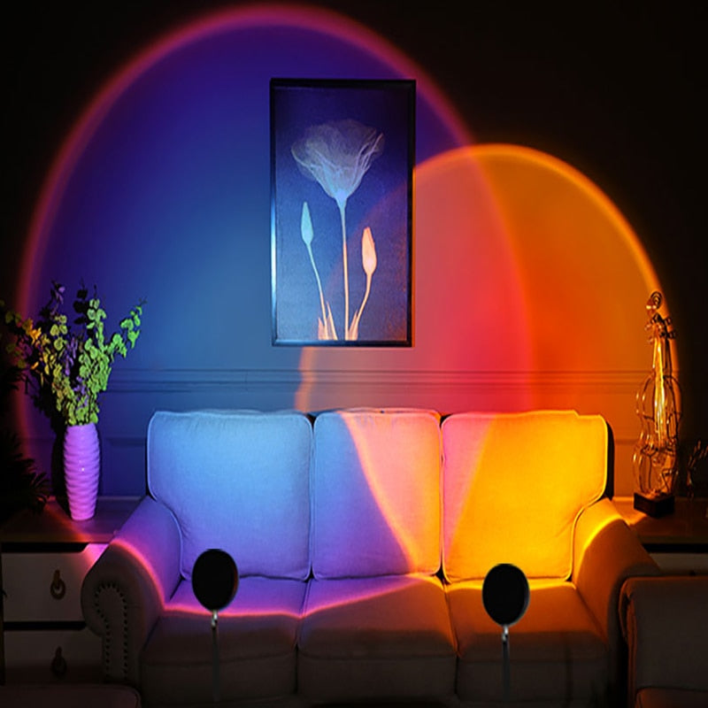 Projection Ambient Lamp : Lampe de Projection Coucher de Soleil – Lumière d'Ambiance Prisme Arc-en-Ciel dans de Marche Lino
