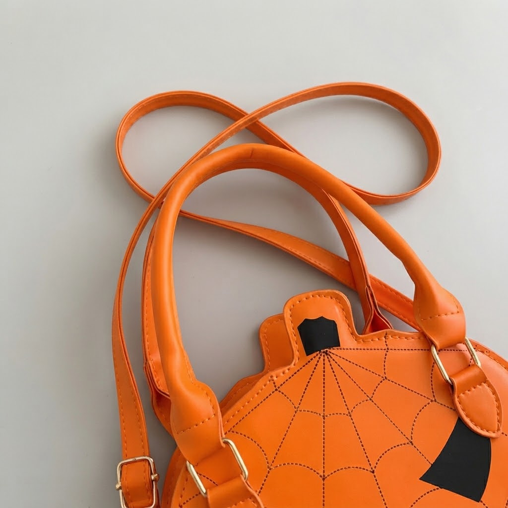 Sac à Main Citrouille en Cuir Végan - Accessoire d'Halloween
