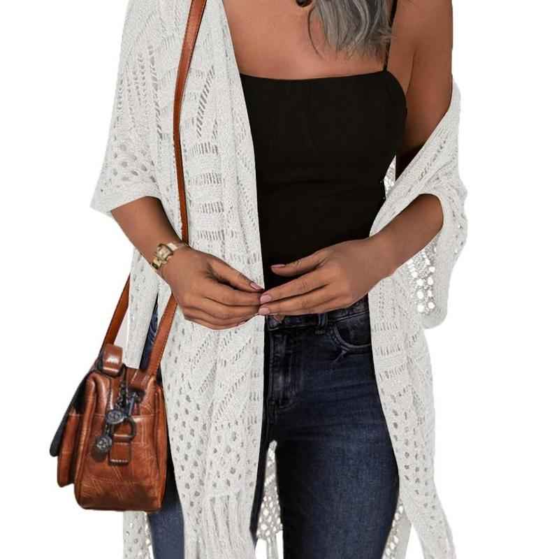 Vêtement d'extérieur ajouré à pompons, confortable pour l'été