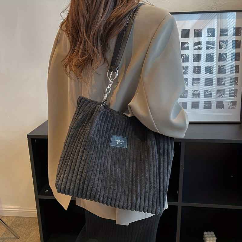 Handbag : S.F.Y. Sac à bandoulière en velours côtelé avec chaîne Femme dans de Marche Lino