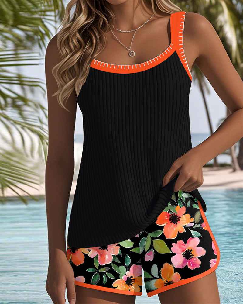 Haut de maillot de bain Maren à imprimé floral avec bas boxer assorti