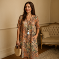 Robe Midi Florale Femme Élégante D'été pour Cérémonie et Événements Spéciaux