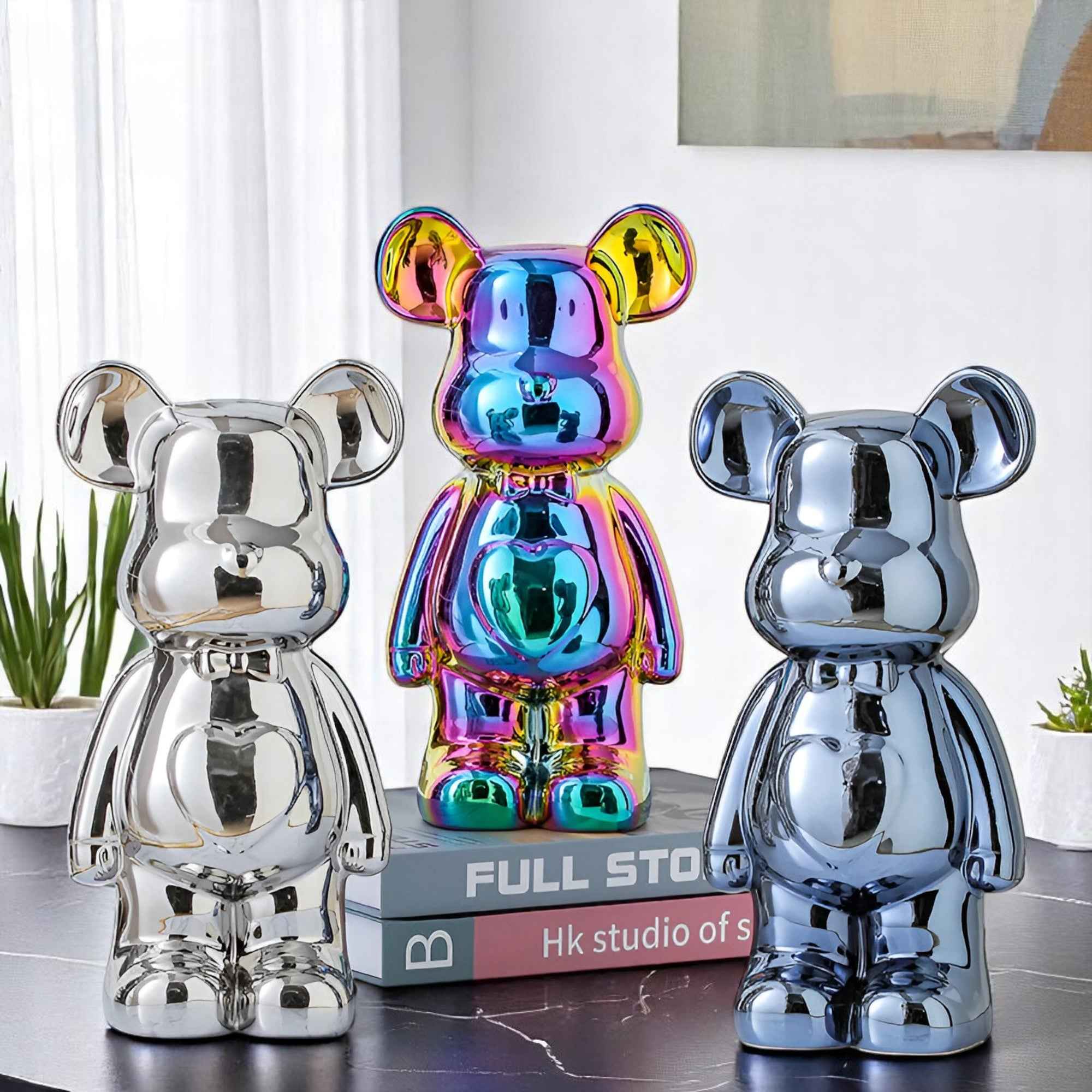 Figurines : Statuette Ours Blanc en Céramique Luxe 28cm - Décoration Moderne Design Élégante et Chic dans de Marche Lino