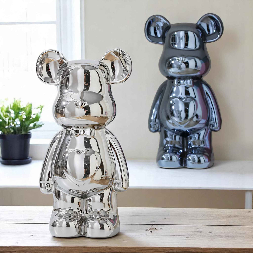 Figurines : Statuette Ours Céramique Luxe 28 cm - Décoration Élegante pour Intérieur dans de Marche Lino