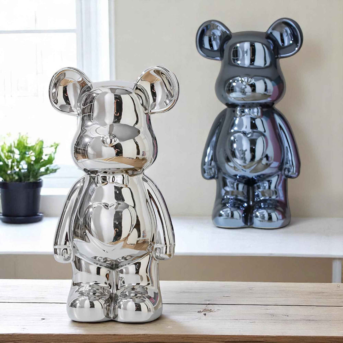 Figurines : Statuette Ours Blanc en Céramique Luxe 28cm - Décoration Moderne Design Élégante et Chic dans de Marche Lino
