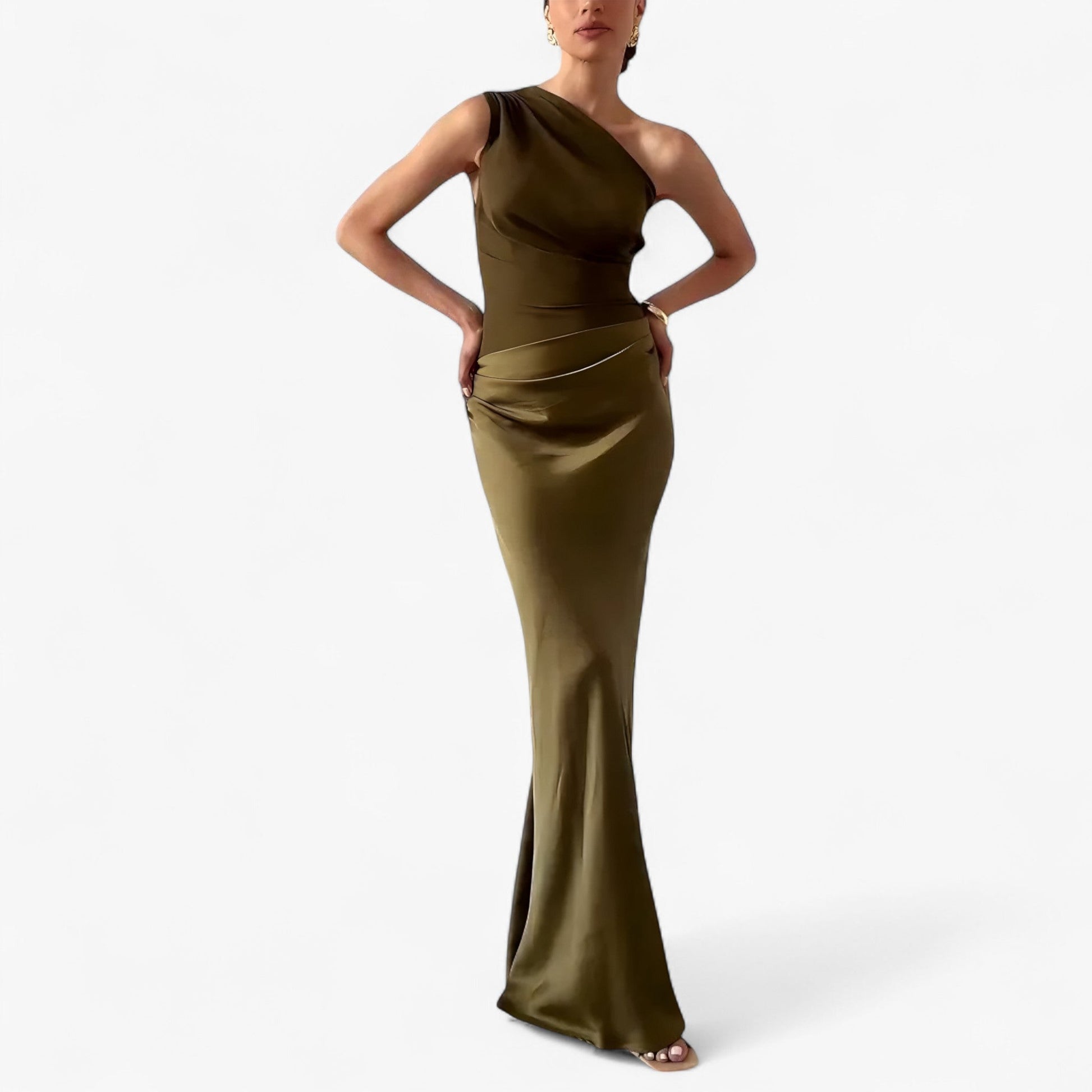 Elegantes asymmetrisches Maxikleid für Damen mit seitlichem Schlitz