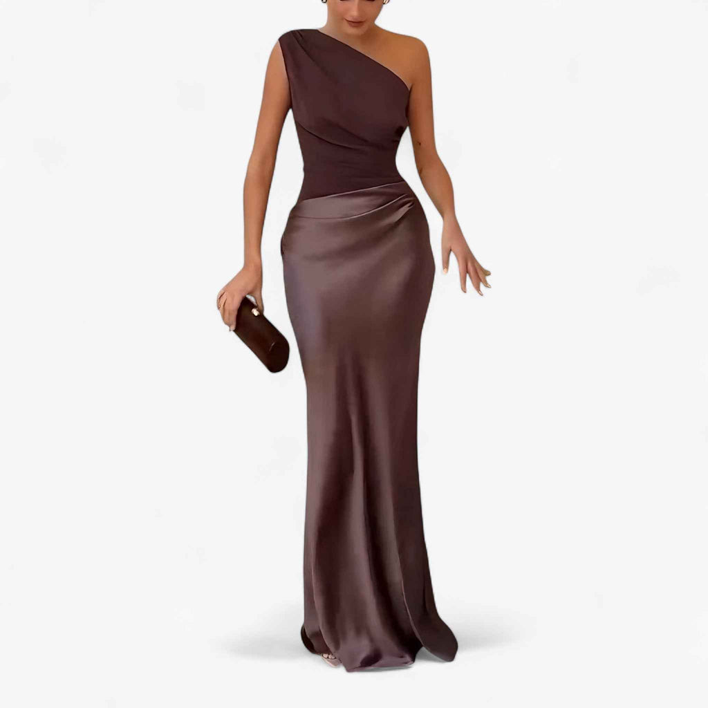 Robe Maxi Asymétrique Élégante pour Femme avec Fente Latérale