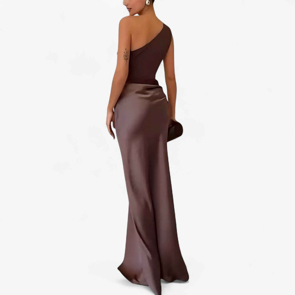 Robe Maxi Asymétrique Élégante pour Femme avec Fente Latérale