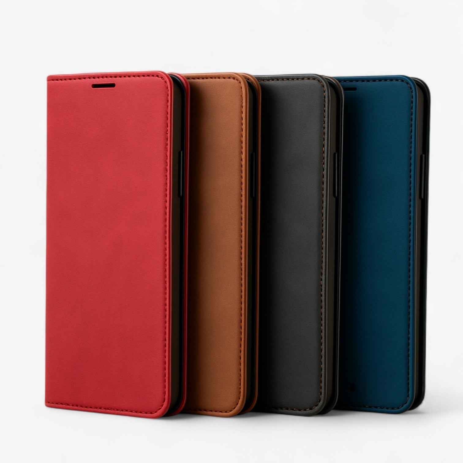 Étui en cuir magnétique pour iPhone 15 Pro Max - Noir avec Porte-cartes