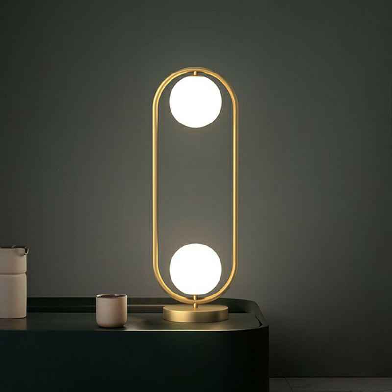 Table Lamp : AuroraDuo Lampe de Table Dorée avec Globes en Verre Mousseline dans de Marche Lino