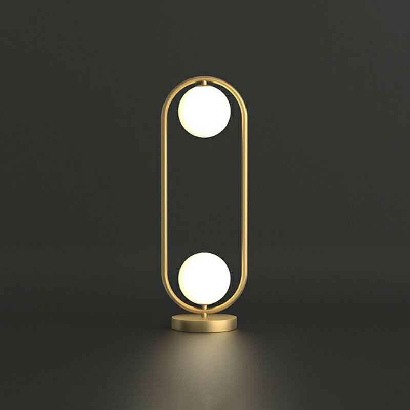 Table Lamp : AuroraDuo Lampe de Table Dorée avec Globes en Verre Mousseline dans de Marche Lino