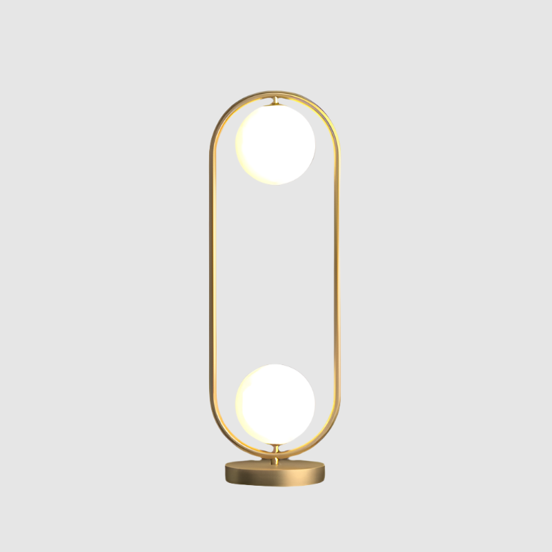 Table Lamp : AuroraDuo Lampe de Table Dorée avec Globes en Verre Mousseline dans de Marche Lino