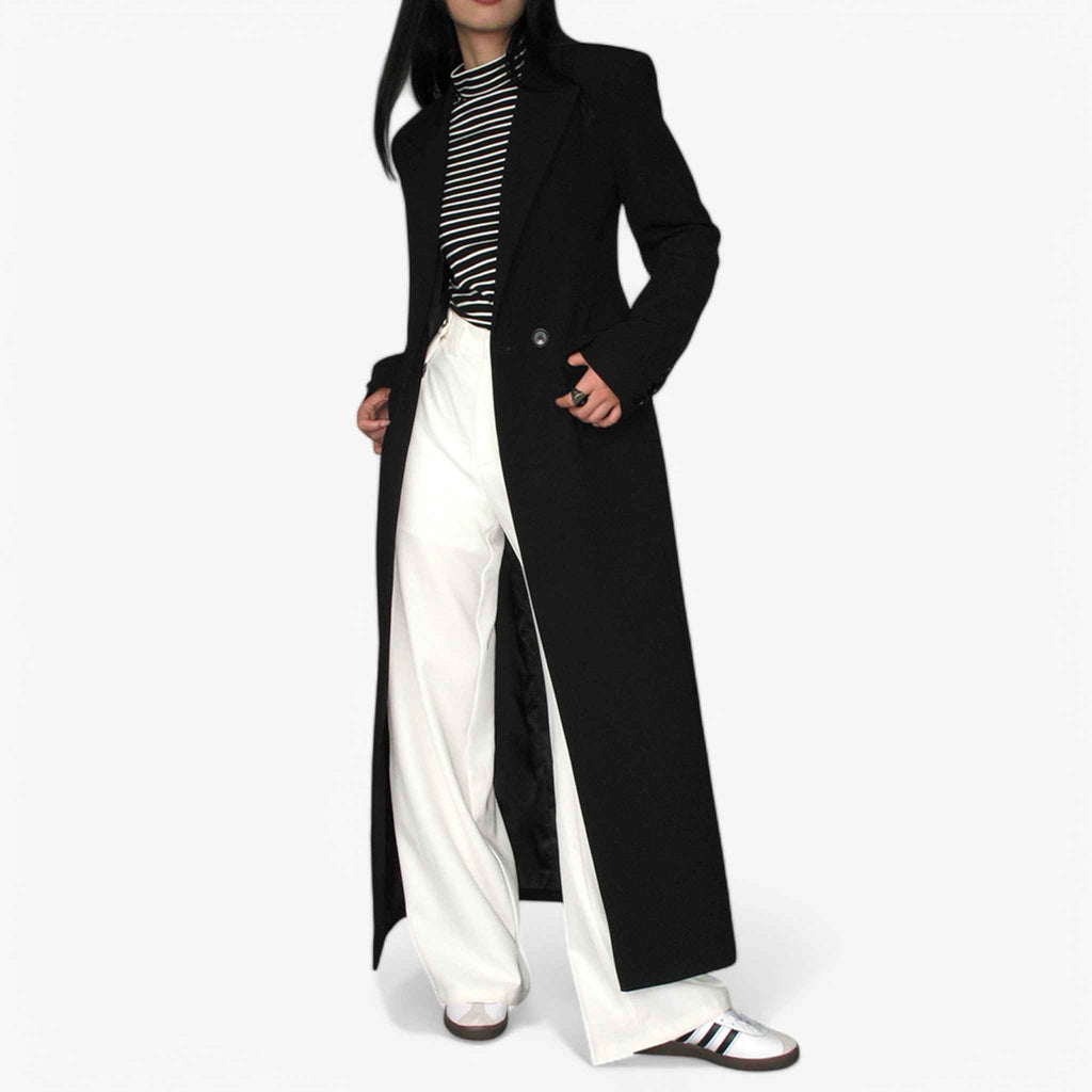 Trench long femme élégant beige avec ceinture - Vêtement d'extérieur classique intemporel