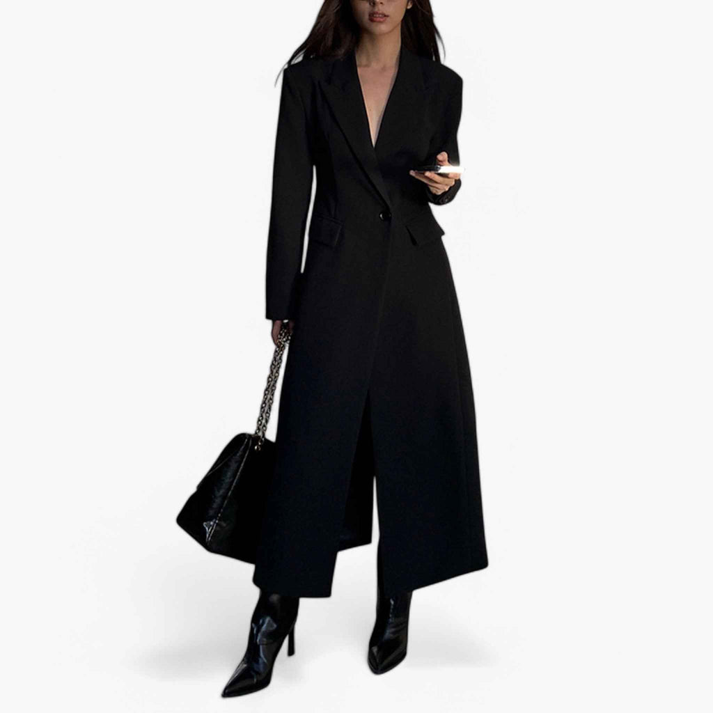 Trench long femme élégant beige avec ceinture - Vêtement d'extérieur classique intemporel