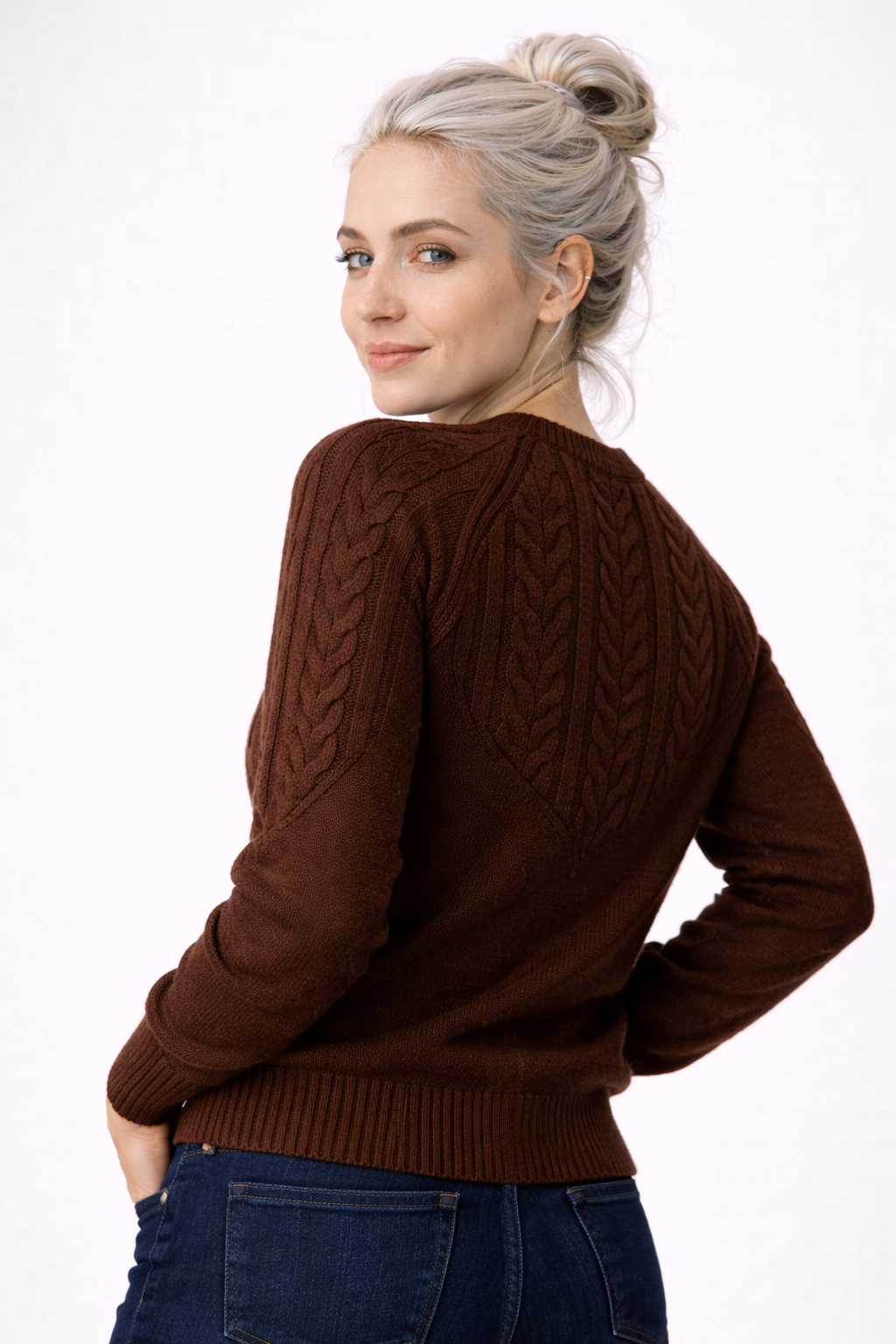 Pull Femme à Manches Larges Coton Coupe Régulière