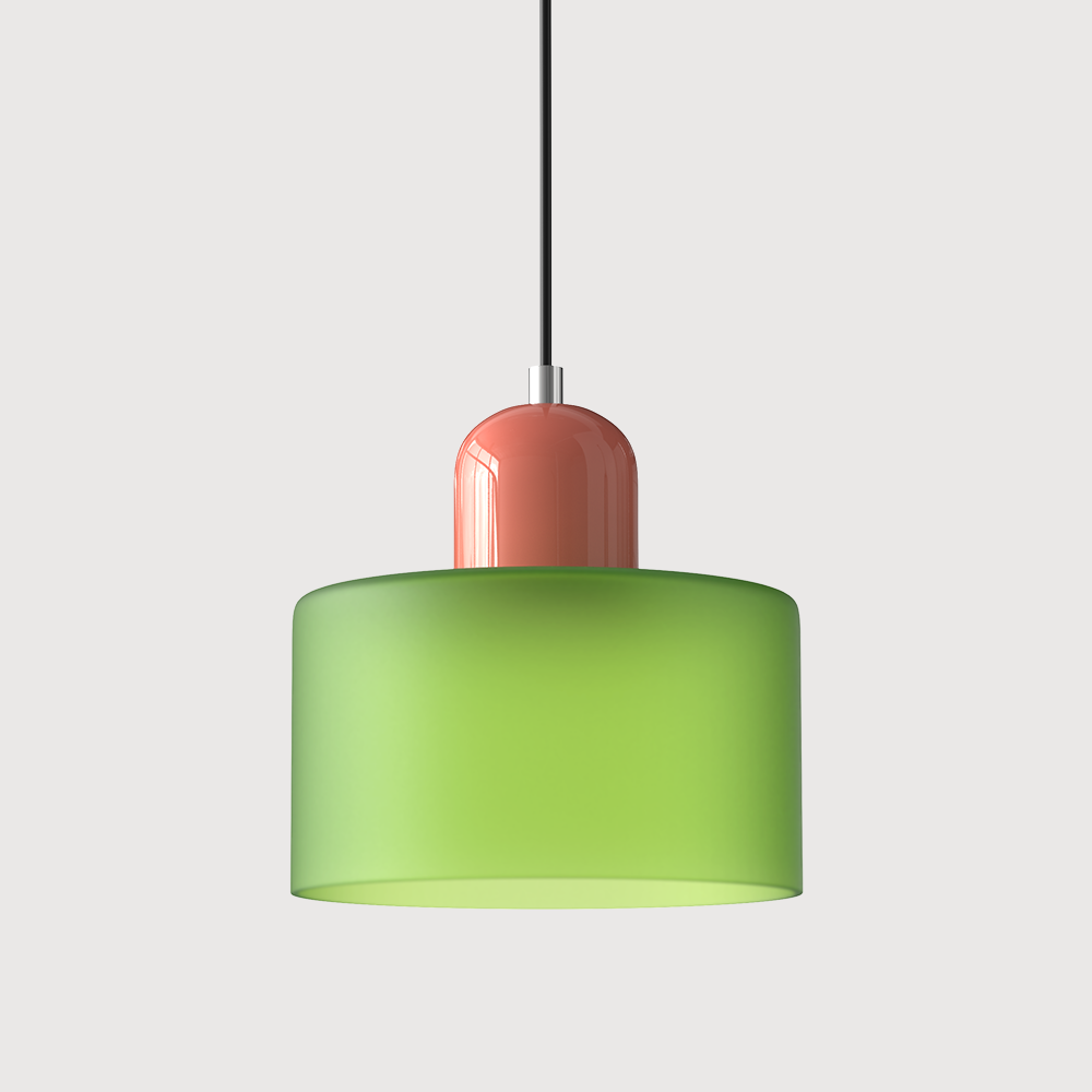 Suspension Bauhaus en Verre Coloré - Hauteur Ajustable